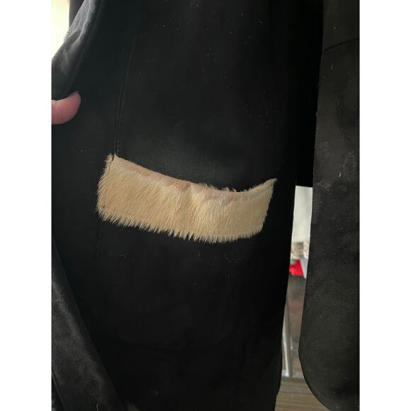 Vintage Abito Penny Lane Boho Coat Black Suede Calf Hair Trim Sz L -Fits M $810 - Picture 8 of 16